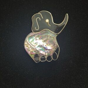 Abalone Alpaca Elephant Brooch